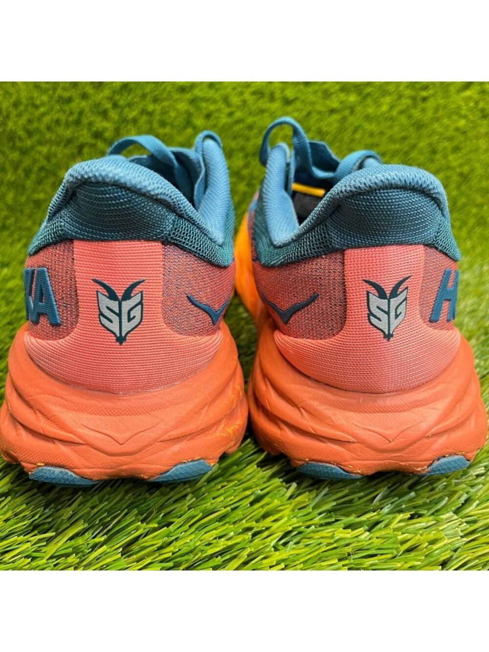 Hoka One One Speedgoat 5 Womens Size 8 Blue Orange Running Walking Shoes Sneaker - Picture 9 of 14